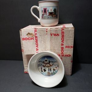 NEW! Set Of 2 VILLEROY & BOCH "Naif Christmas" (Mug & Cereal/Soup/ Fruits Bowl)